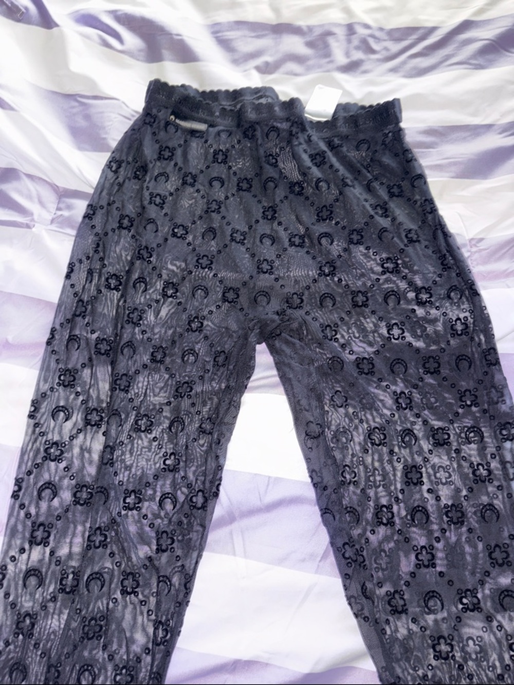 Marine Serre Black Moon Pattern Tights - Picture 4 of 6